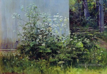 Ivan Ivanovich Shishkin œuvres - fleurs au paysage classique de clôture Ivan Ivanovitch